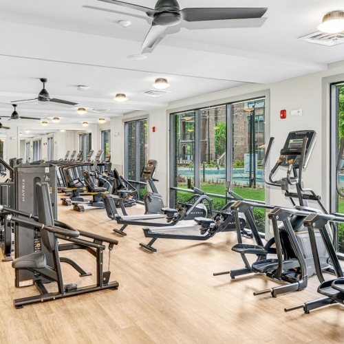 a gym with exercise equipment